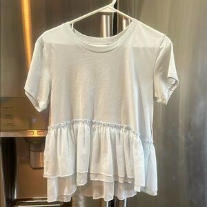A & F Light Blue Ruffled hem Women's Top